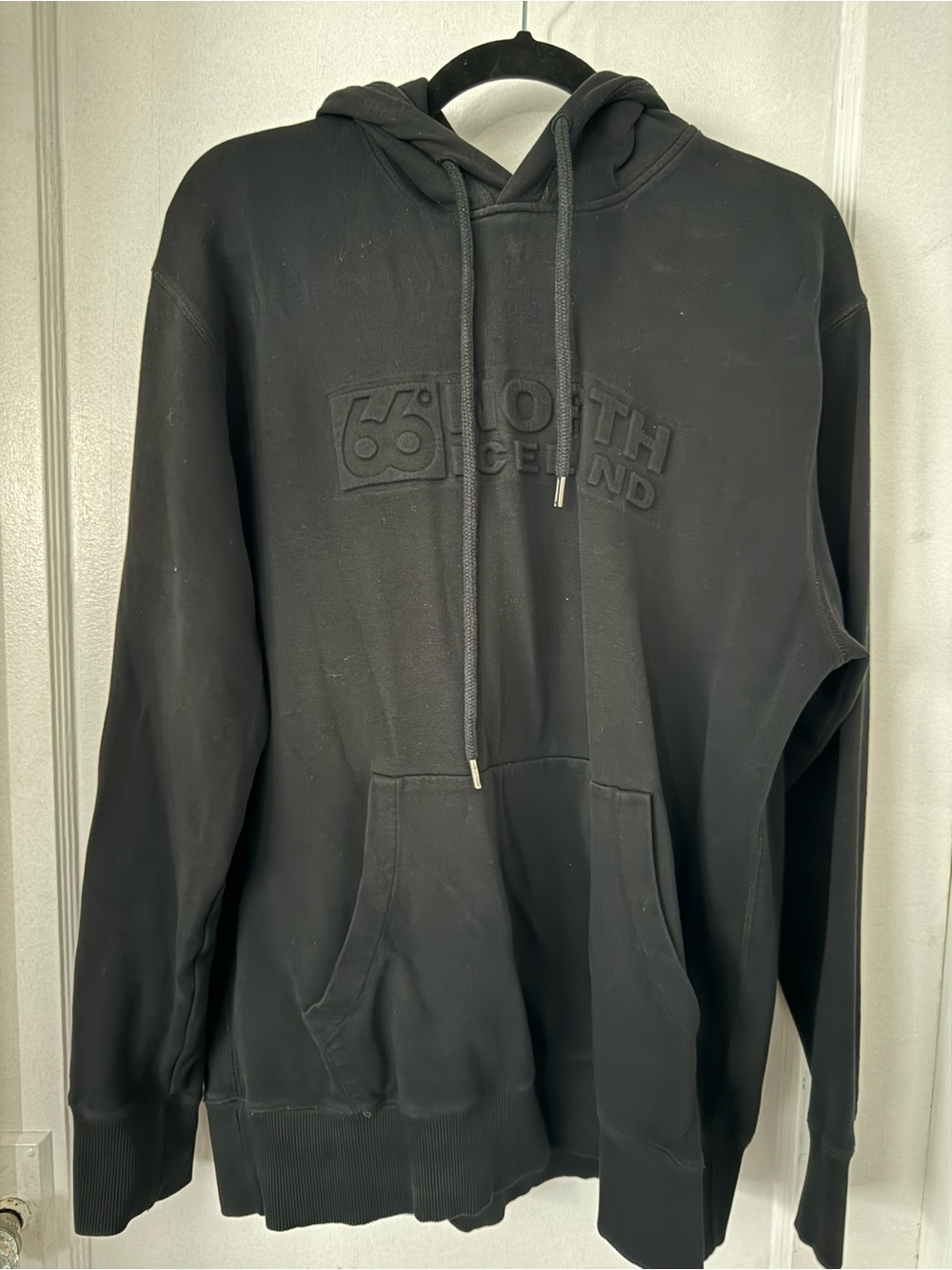 66° North Women's Black Pullover Hoodie - Embossed Logo Sweatshirt